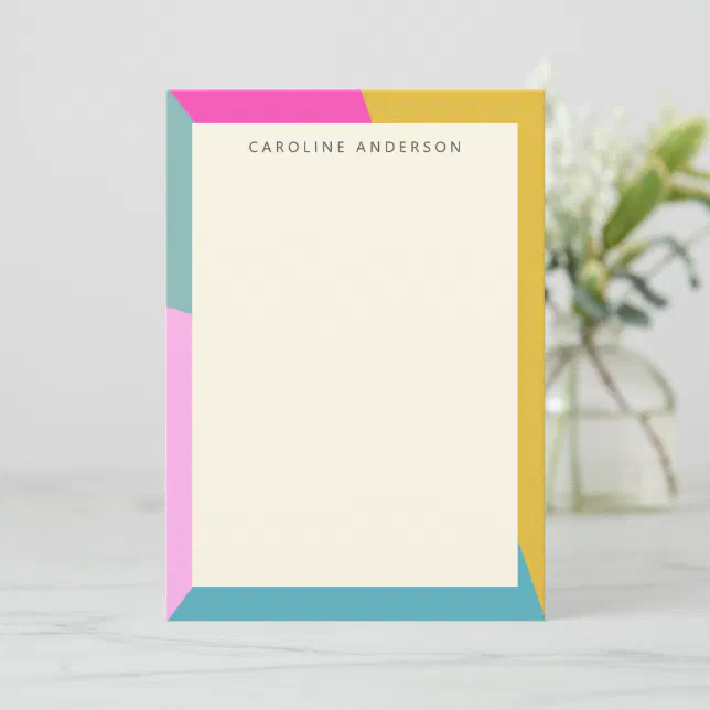 Vibrant Colorblock Modern Border Personalized Note Card | Zazzle