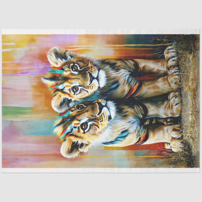 Vibrant Colored Cubs Decoupage  Tissue Paper (Front)