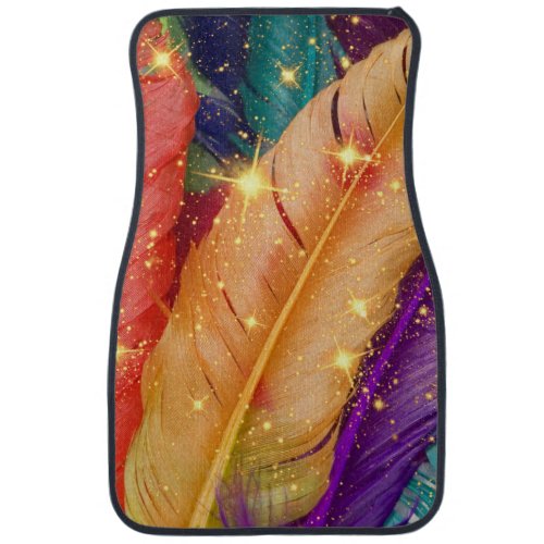 Vibrant Colored Feathers Car Floor Mat