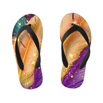 Vibrant Colored Feathers Kid's Flip Flops by FaithoverFear73 at Zazzle