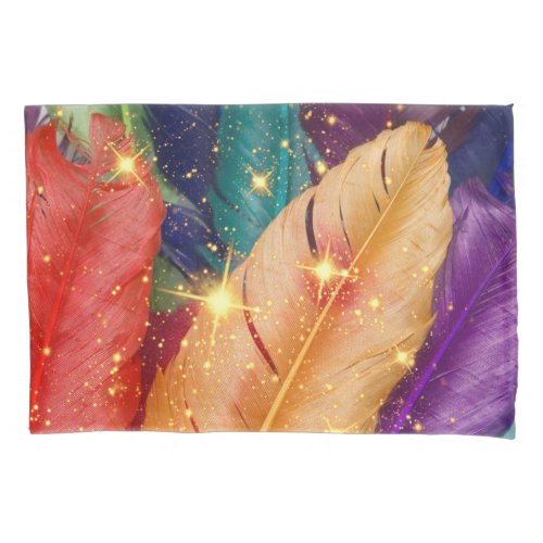 Vibrant Colored Feathers Pillow Case