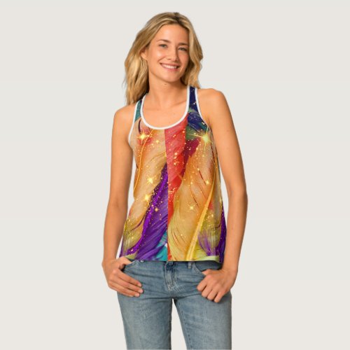 Vibrant Colored Feathers Tank Top