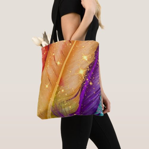 Vibrant Colored Feathers Tote Bag