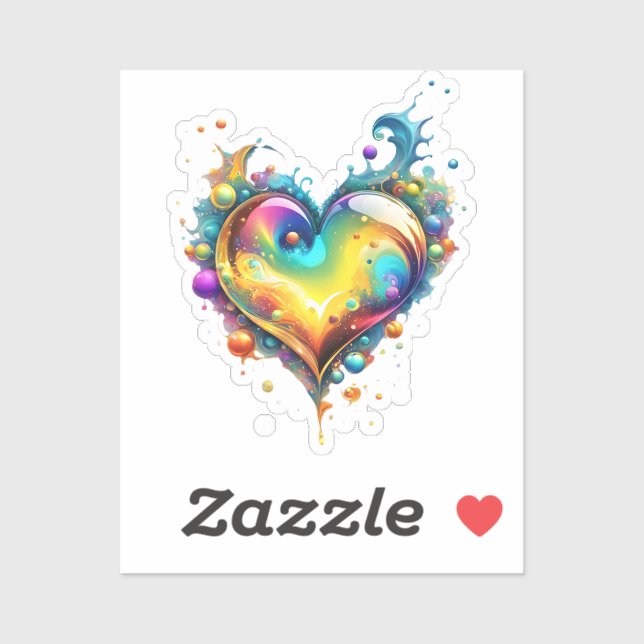 Vibrant Colored Heart Sticker (Sheet)