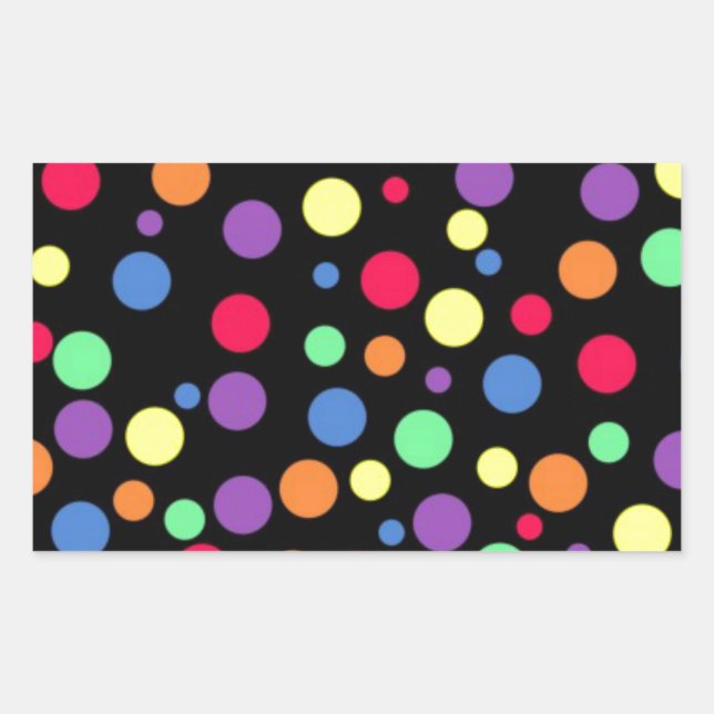 Vibrant Colored Polka Dots Rectangular Sticker (Front)