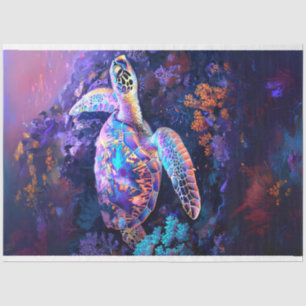 Vibrant Colored Sea Turtle Decoupage Tissue Paper