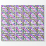 [ Thumbnail: Vibrant, Colorful 10th Birthday + Custom Name Wrapping Paper ]