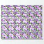 [ Thumbnail: Vibrant, Colorful 11th Birthday + Custom Name Wrapping Paper ]