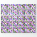 [ Thumbnail: Vibrant, Colorful 12th Birthday + Custom Name Wrapping Paper ]
