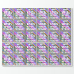 [ Thumbnail: Vibrant, Colorful 15th Birthday + Custom Name Wrapping Paper ]