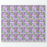 [ Thumbnail: Vibrant, Colorful 16th Birthday + Custom Name Wrapping Paper ]