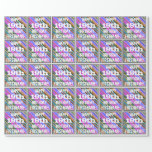 [ Thumbnail: Vibrant, Colorful 19th Birthday + Custom Name Wrapping Paper ]