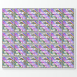 [ Thumbnail: Vibrant, Colorful 20th Birthday + Custom Name Wrapping Paper ]