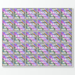 [ Thumbnail: Vibrant, Colorful 24th Birthday + Custom Name Wrapping Paper ]