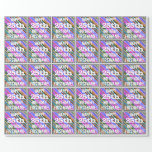 [ Thumbnail: Vibrant, Colorful 25th Birthday + Custom Name Wrapping Paper ]