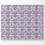 [ Thumbnail: Vibrant, Colorful 30th Birthday + Custom Name Wrapping Paper ]