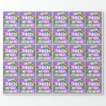 [ Thumbnail: Vibrant, Colorful 34th Birthday + Custom Name Wrapping Paper ]