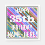 [ Thumbnail: Vibrant, Colorful 35th Birthday + Custom Name Napkin ]
