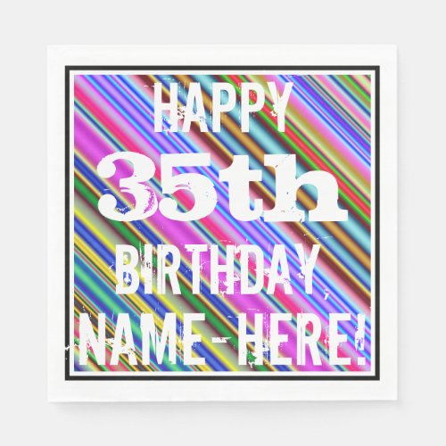 Vibrant Colorful 35th Birthday  Custom Name Napkins