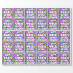 [ Thumbnail: Vibrant, Colorful 44th Birthday + Custom Name Wrapping Paper ]