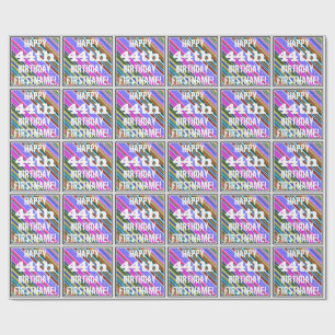 Vibrant, Colorful 44th Birthday + Custom Name Wrapping Paper