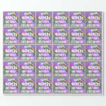 [ Thumbnail: Vibrant, Colorful 49th Birthday + Custom Name Wrapping Paper ]