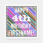 [ Thumbnail: Vibrant, Colorful 4th Birthday + Custom Name Napkins ]