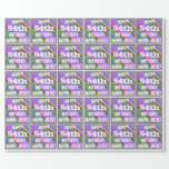 [ Thumbnail: Vibrant, Colorful 54th Birthday + Custom Name Wrapping Paper ]
