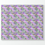 [ Thumbnail: Vibrant, Colorful 56th Birthday + Custom Name Wrapping Paper ]