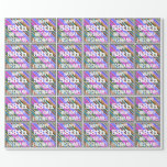 [ Thumbnail: Vibrant, Colorful 58th Birthday + Custom Name Wrapping Paper ]