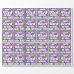 [ Thumbnail: Vibrant, Colorful 63rd Birthday + Custom Name Wrapping Paper ]