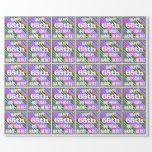 [ Thumbnail: Vibrant, Colorful 65th Birthday + Custom Name Wrapping Paper ]