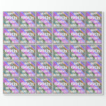 [ Thumbnail: Vibrant, Colorful 66th Birthday + Custom Name Wrapping Paper ]