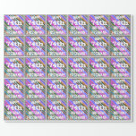 [ Thumbnail: Vibrant, Colorful 74th Birthday + Custom Name Wrapping Paper ]