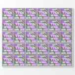 [ Thumbnail: Vibrant, Colorful 77th Birthday + Custom Name Wrapping Paper ]