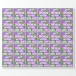 [ Thumbnail: Vibrant, Colorful 80th Birthday + Custom Name Wrapping Paper ]