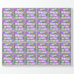 [ Thumbnail: Vibrant, Colorful 84th Birthday + Custom Name Wrapping Paper ]