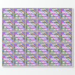 [ Thumbnail: Vibrant, Colorful 86th Birthday + Custom Name Wrapping Paper ]