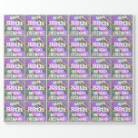 [ Thumbnail: Vibrant, Colorful 88th Birthday + Custom Name Wrapping Paper ]