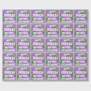 Vibrant, Colorful 88th Birthday + Custom Name Wrapping Paper
