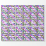 [ Thumbnail: Vibrant, Colorful 90th Birthday + Custom Name Wrapping Paper ]