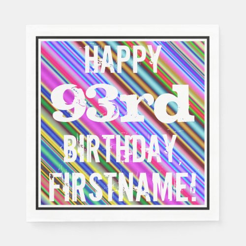 Vibrant Colorful 93rd Birthday  Custom Name Paper Napkins