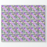 [ Thumbnail: Vibrant, Colorful 93rd Birthday + Custom Name Wrapping Paper ]