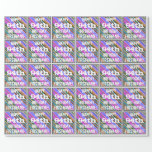 [ Thumbnail: Vibrant, Colorful 94th Birthday + Custom Name Wrapping Paper ]