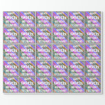 [ Thumbnail: Vibrant, Colorful 96th Birthday + Custom Name Wrapping Paper ]