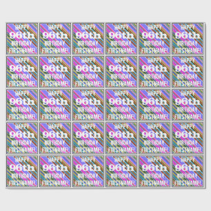 Vibrant, Colorful 96th Birthday + Custom Name Wrapping Paper