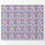 [ Thumbnail: Vibrant, Colorful 97th Birthday + Custom Name Wrapping Paper ]