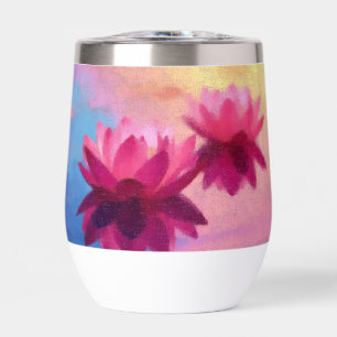 Vibrant Colorful Abstract Lotus Flowers Thermal Wine Tumbler