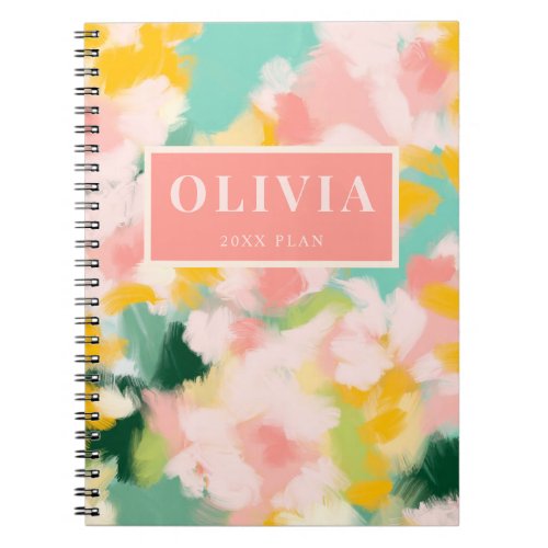 Vibrant colorful abstract painterly design notebook