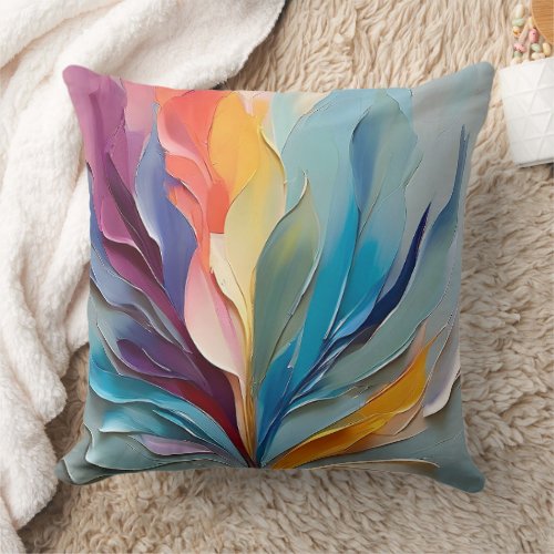 Vibrant Colorful Abstract Painting Artwork  Throw Pillow